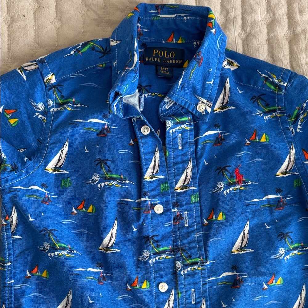 Polo by Ralph Lauren Kids Blue Nautical Print Shirt